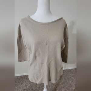 Majestic Filatures Light Beige Boatneck Cotton Blend Knit Top Size 4